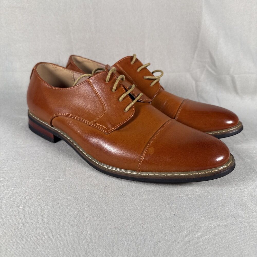 Bruno Marc Prince-6 Cognac Cap Toe Oxford Dress Shoes Men's Size 9